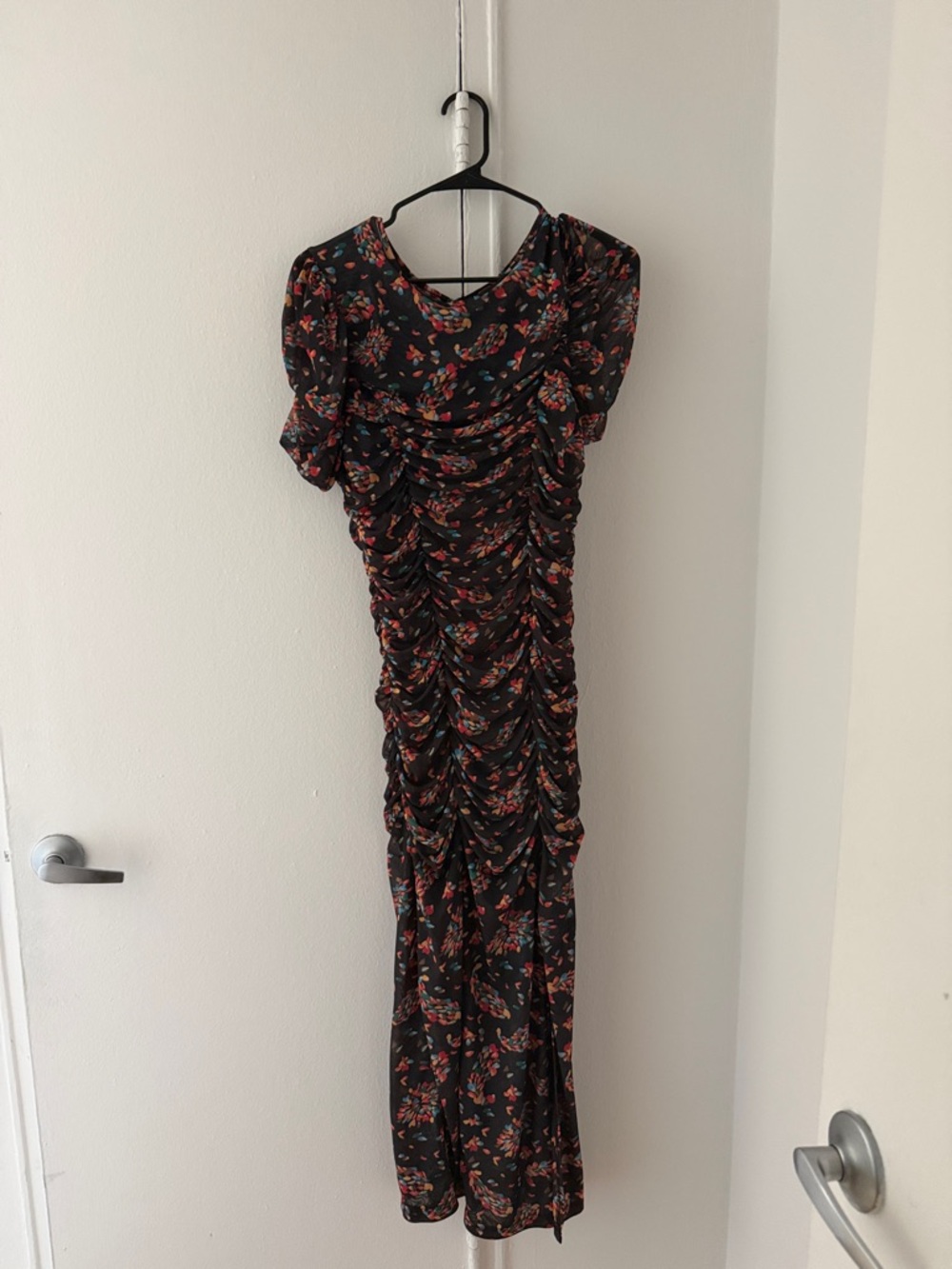 Free People Black Floral Ruched Maxi Dress